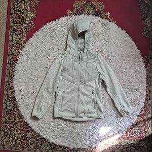 Womens Kyodan Outdoor Jacket Zip Up Marled Grey Knit Quilted Windbreaker Mixed M
